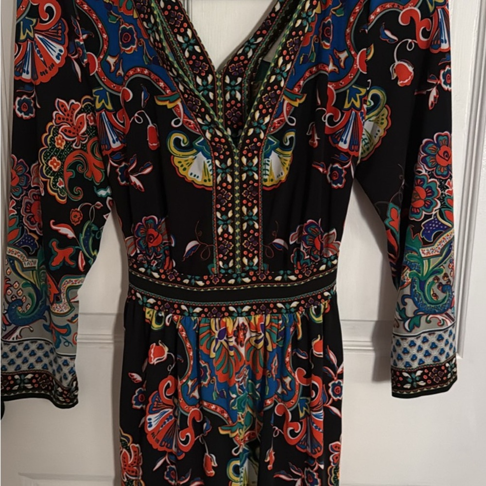 ECI Black and Multicolor Asymmetrical Dress